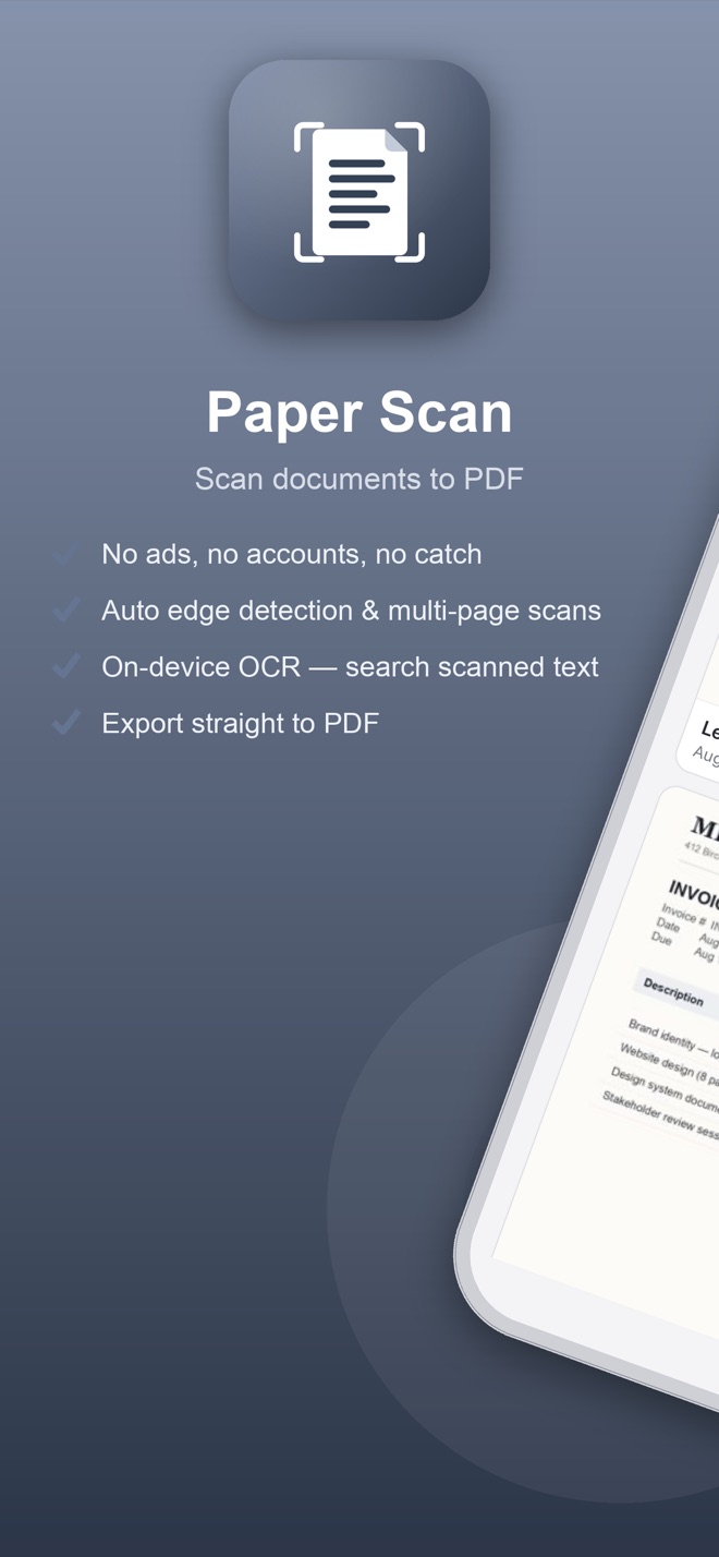 Paper Scan app icon and key features