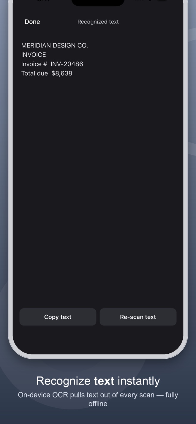 Recognized text extracted from a scanned document